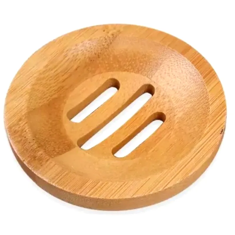 Round Wood Shower Soap Dish